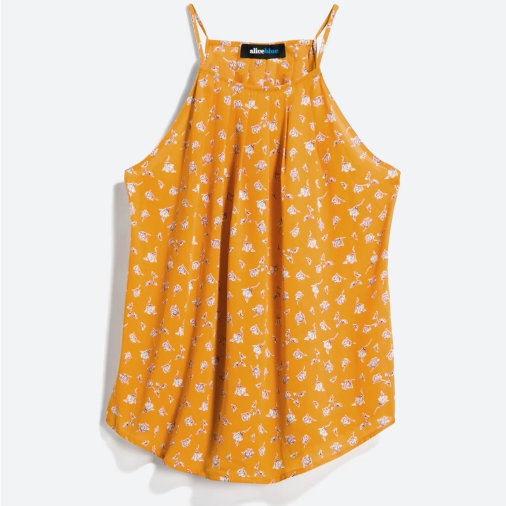 Alice Blue Floral Yellow Halter Blouse